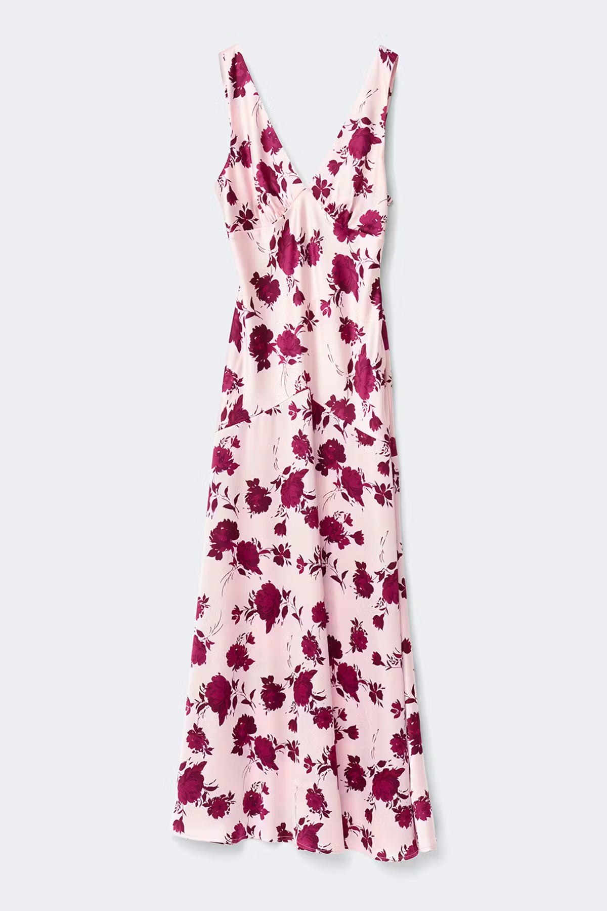 Gina Tricot / Sleeveless satin maxi dress / Block flowers