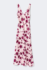 Gina Tricot / Sleeveless satin maxi dress / Block flowers