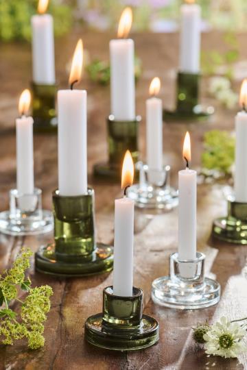 Ib Laursen / Kerzenhalter Glas f/1,3 cm Kerze grün