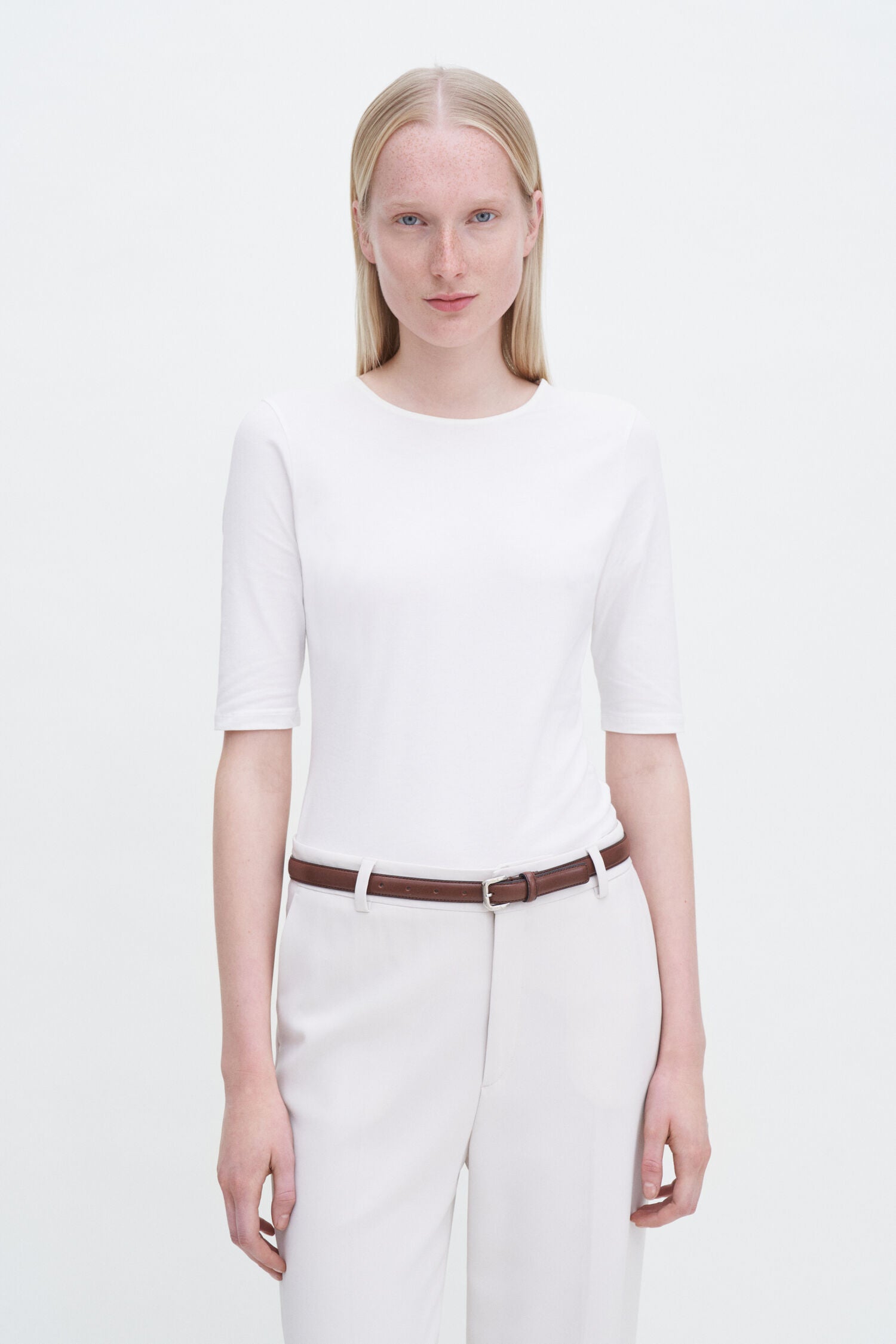 Filippa K / Cotton Stretch Elbow Sleeve / White