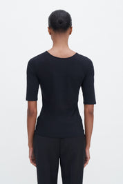 Filippa K / Cotton Stretch Scoop Neck Top / Black