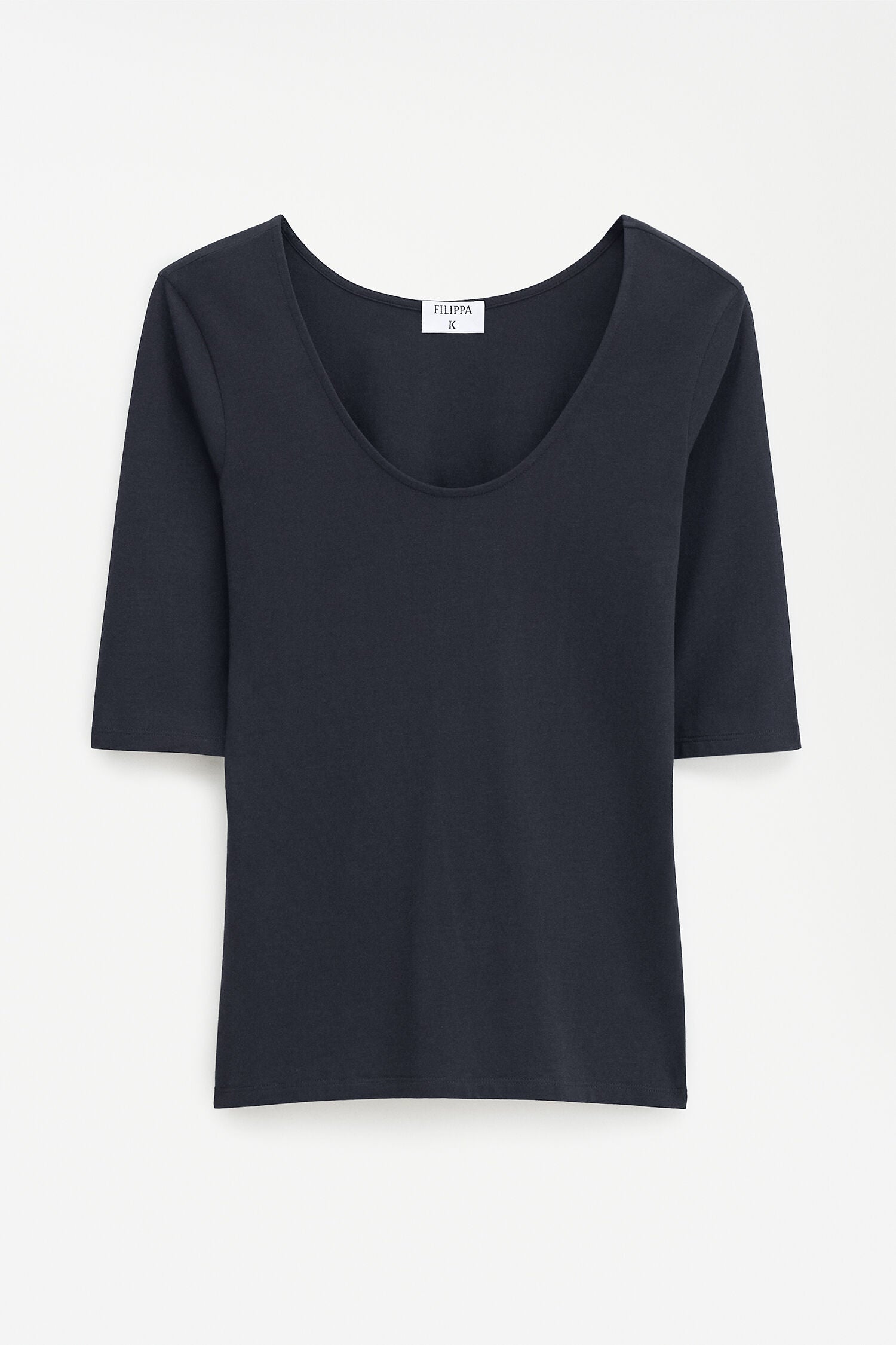 Filippa K / Cotton Stretch Scoop Neck Top / Black