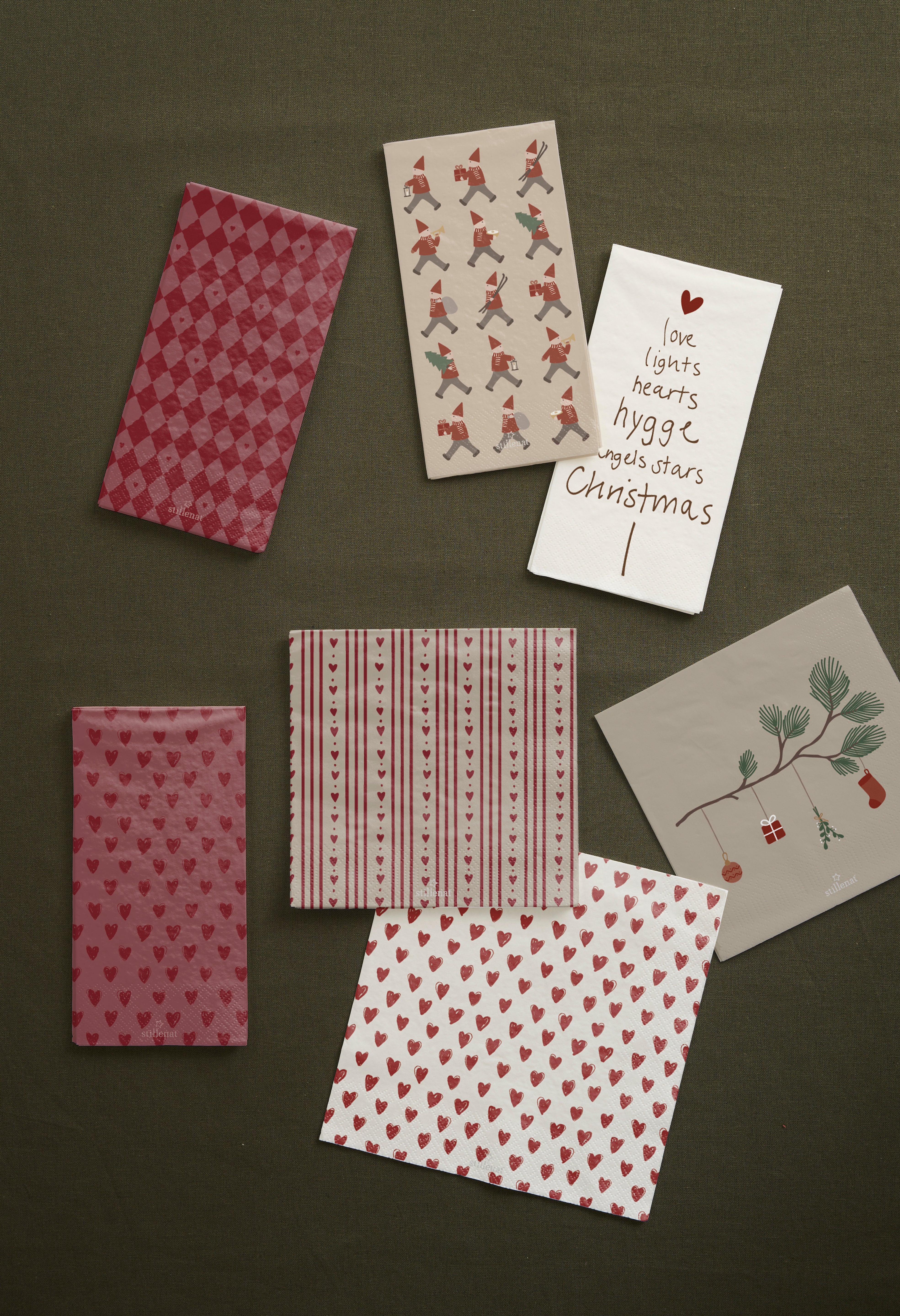 Ib Laursen / Serviette 20x20 cm rote Herzen 50 Stck/Pck