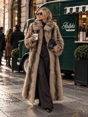 Gina Tricot / Faux fur long coat / Beige/brown
