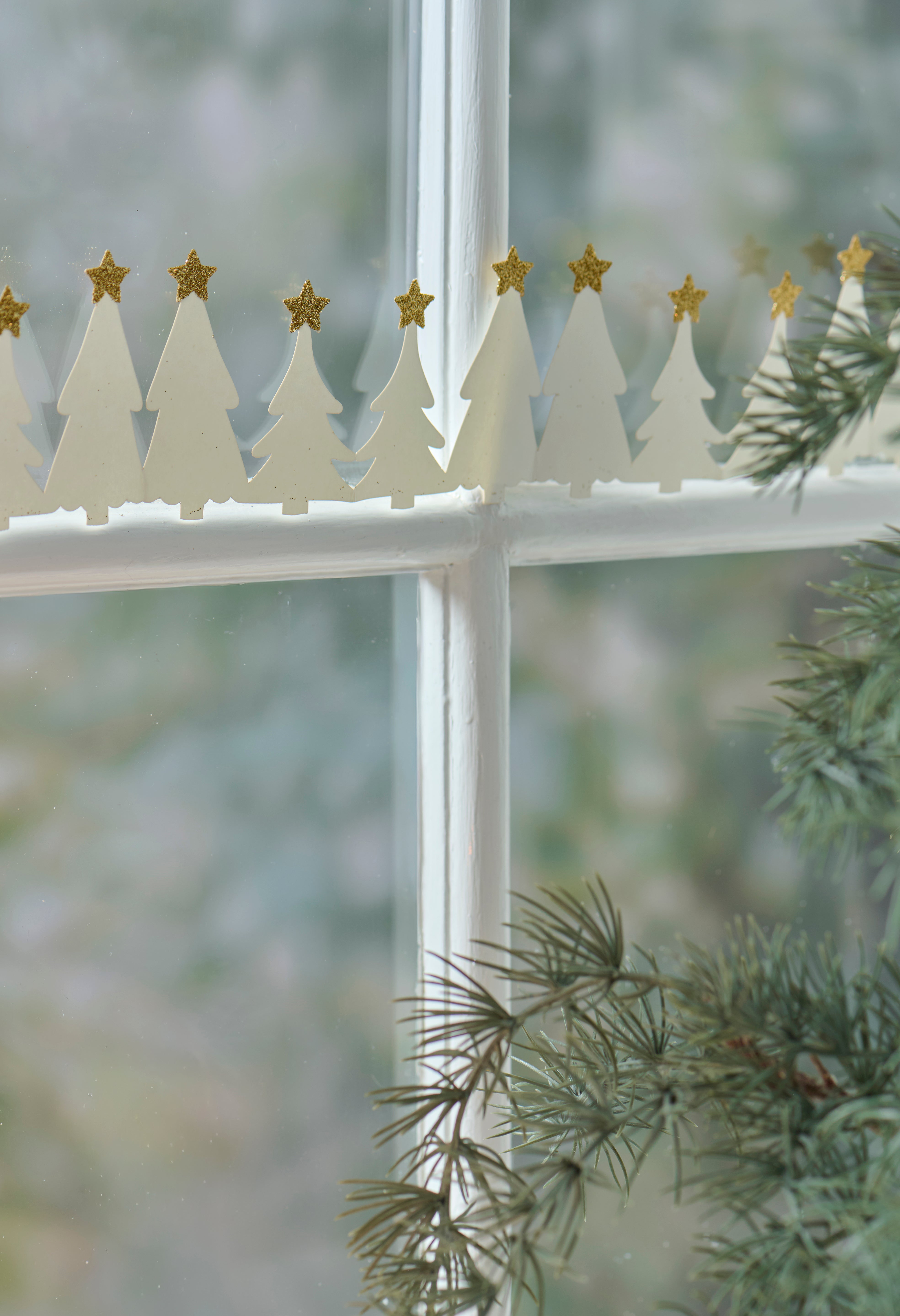 Ib Laursen / Weihnachts-Tischdekoration Weihnachtsbäume m/Sternen in Goldglitter selbststehend