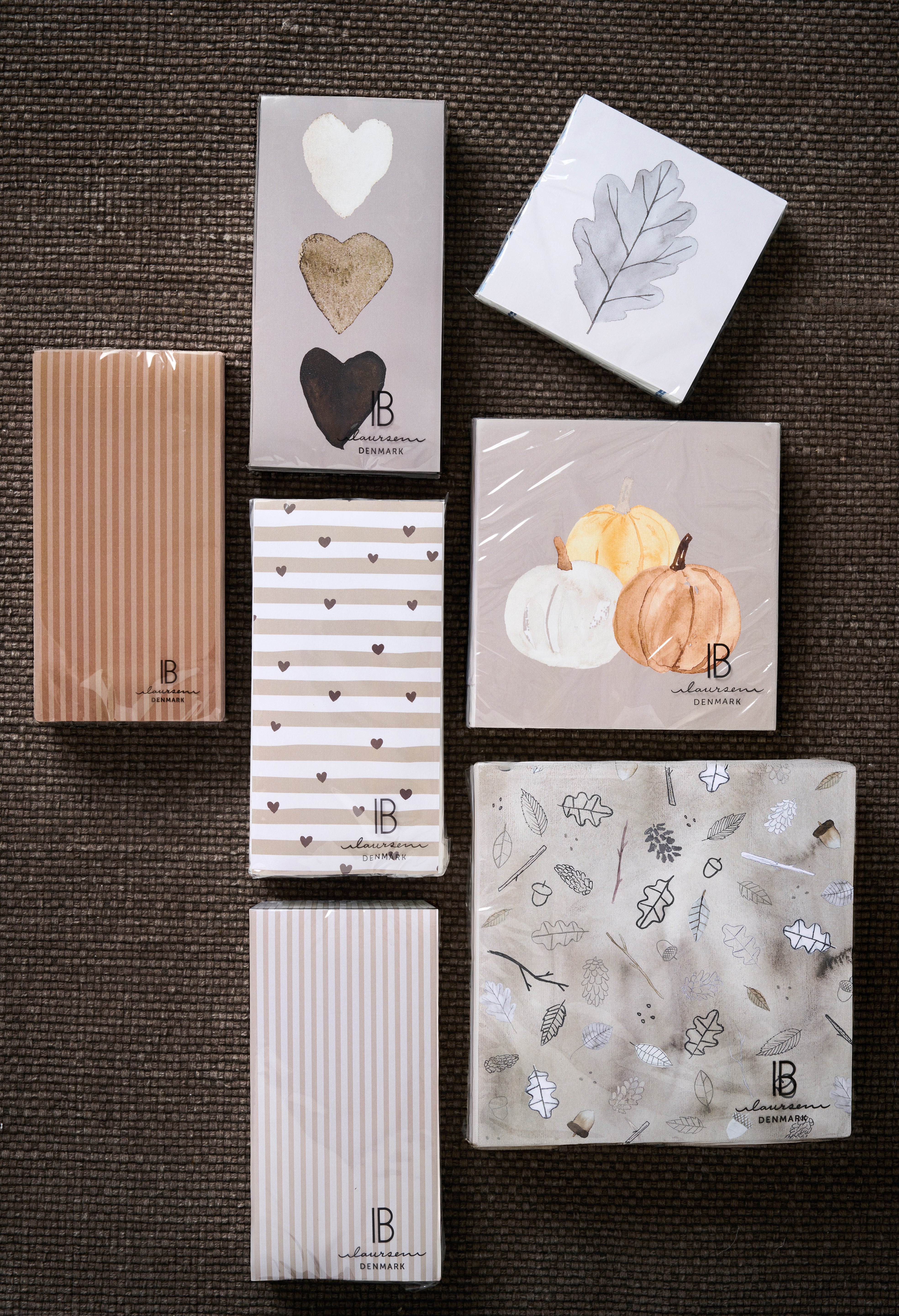 Ib Laursen / Serviette 10x20 cm Ton in Ton clayfarbige Streifen