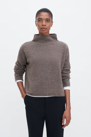 Filippa K / mika yak funnelneck sweater / Dark Taupe Melange