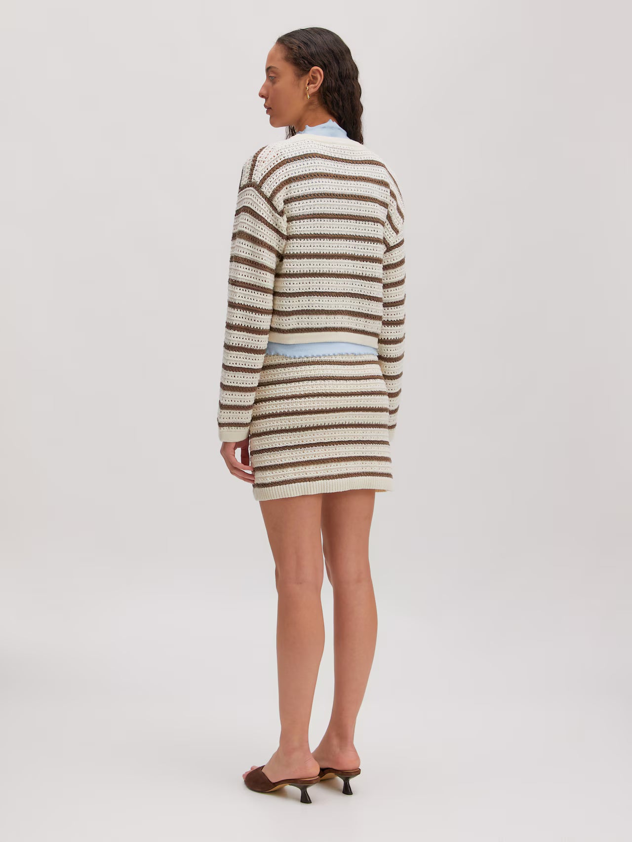 Edited / Ida Cardigan striped / Stripes: Egret and Cub