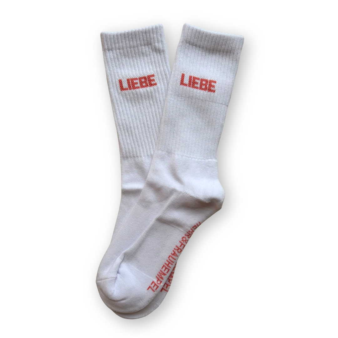 SOCKEN - LIEBE coral - weiß: 40-45