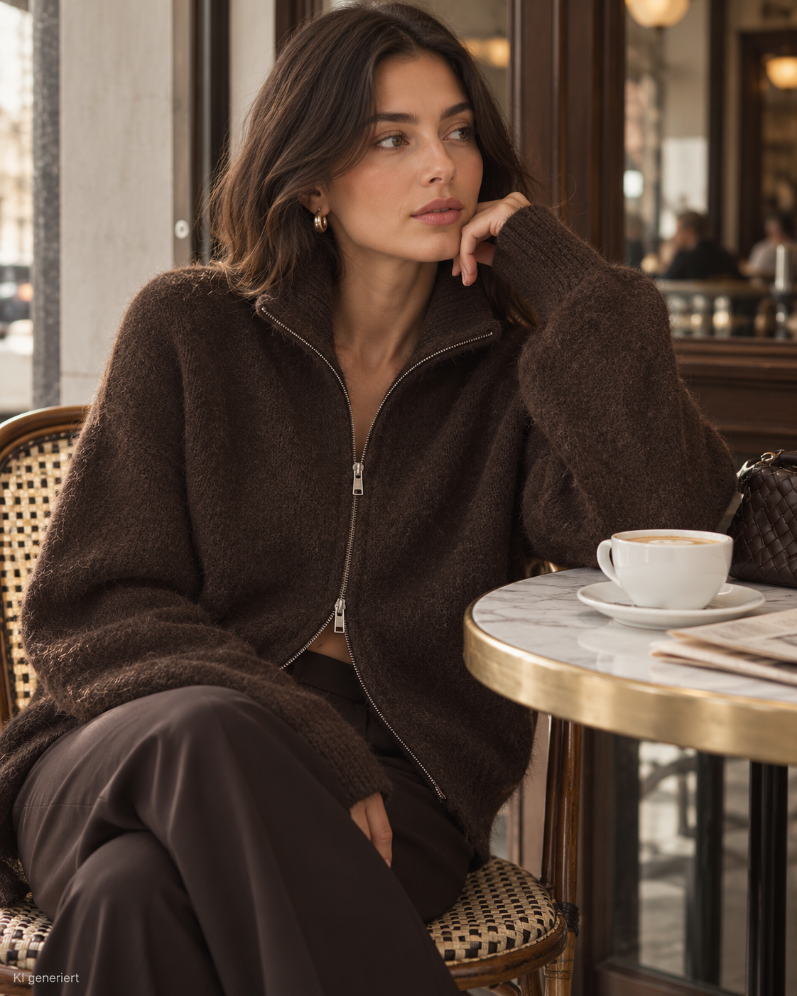 Gina Tricot / Knitted zip cardigan / Shavedchocolate (7927)