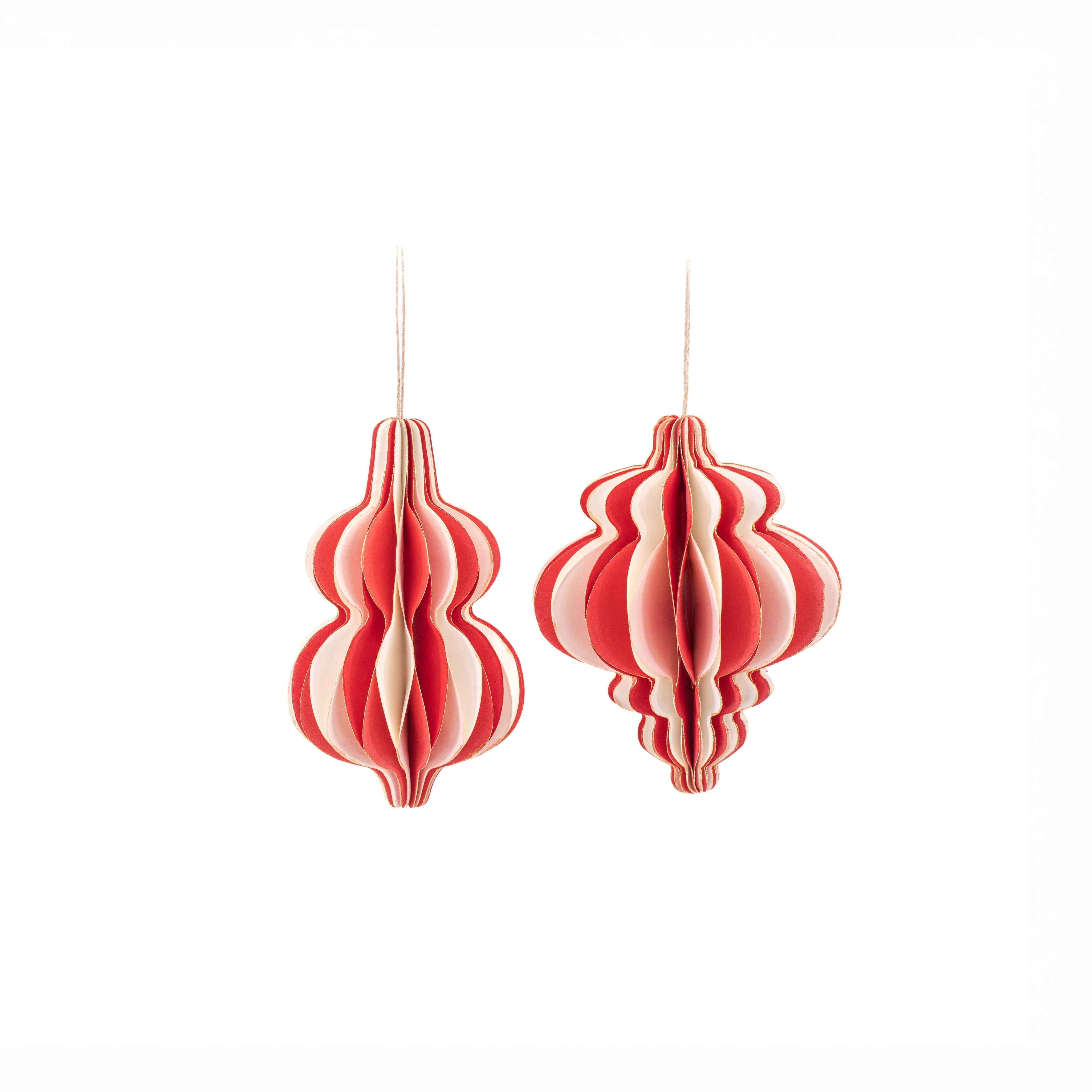 Rot- und weiß-goldverzierte Wabenpapierdekoration - Sortiment