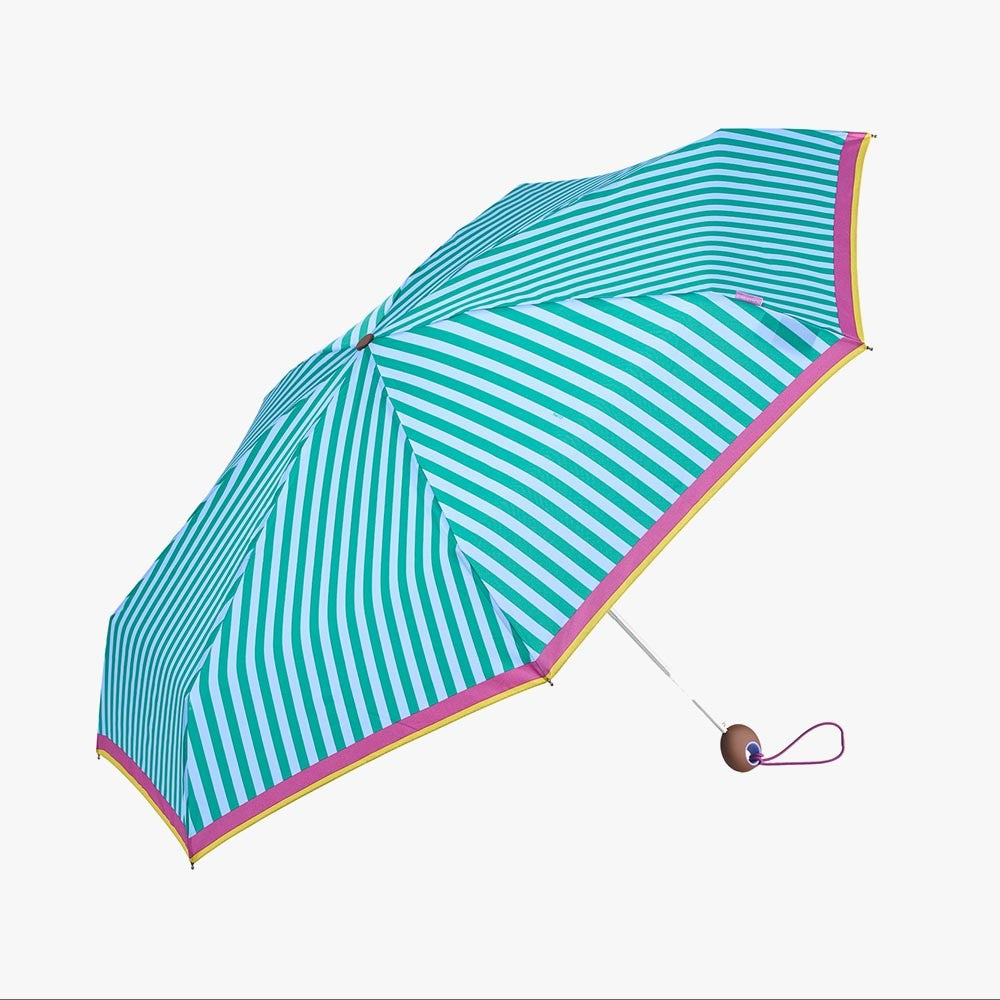 Mini Faltbarer Regenschirm 'Joy' mit Streifen / türkis