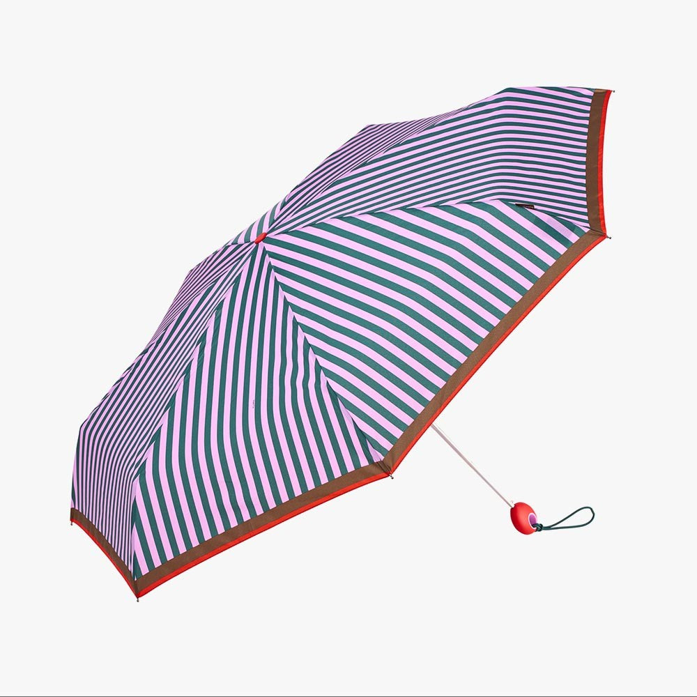 Mini Faltbarer Regenschirm 'Joy' mit Streifen / rosa