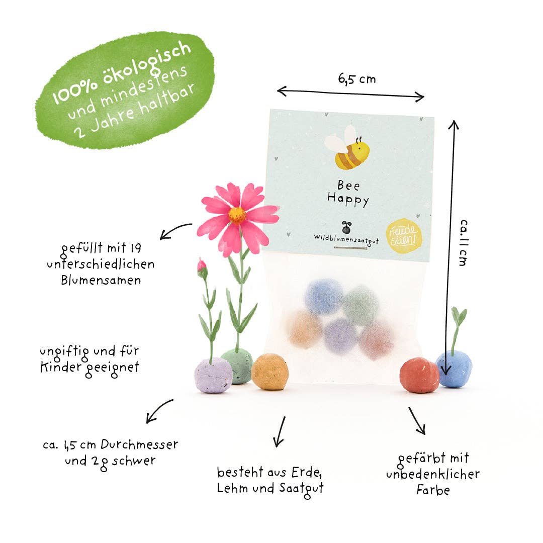 TDJ Stadtgärtner GmbH - 5 Blumenmurmeln im Tütchen "Bee Happy"