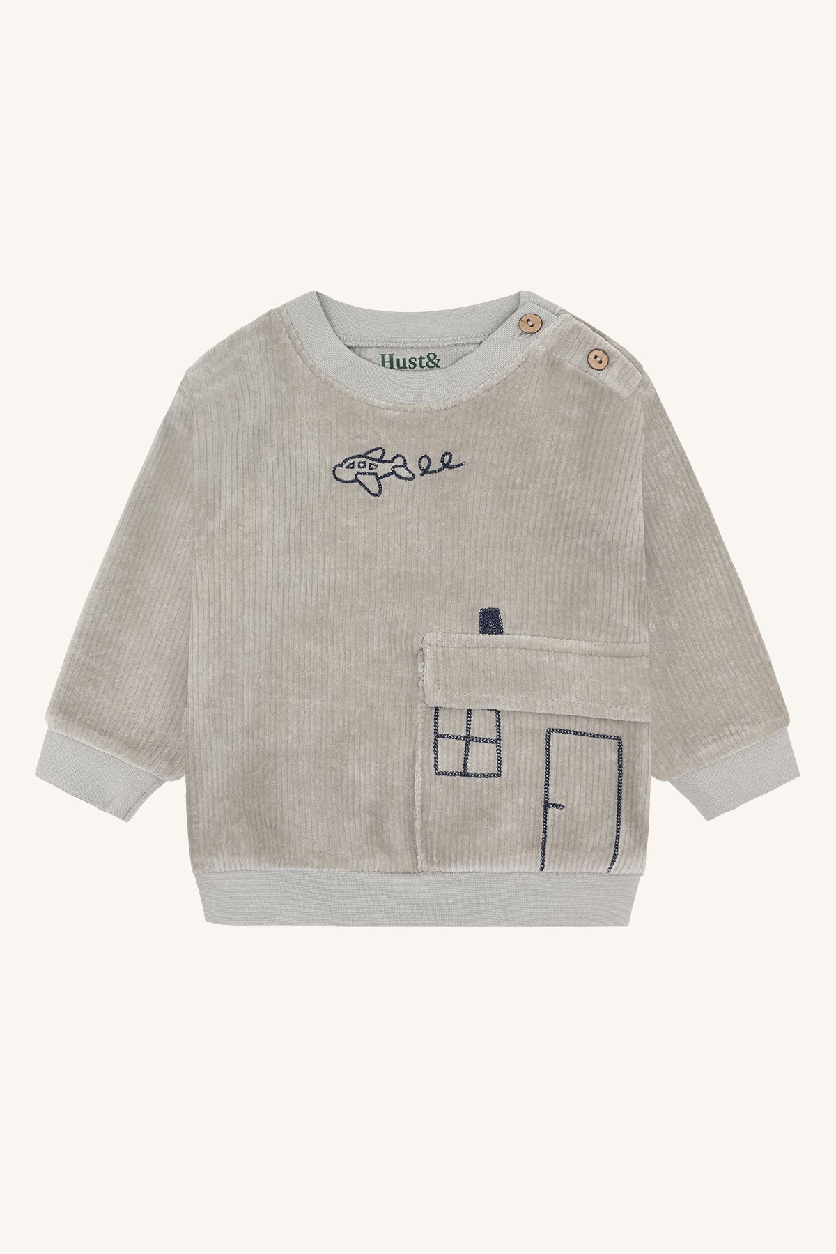 Hust & Claire / HCSofus Ribbed velour Sweatshirt / 4440 Forest Fog