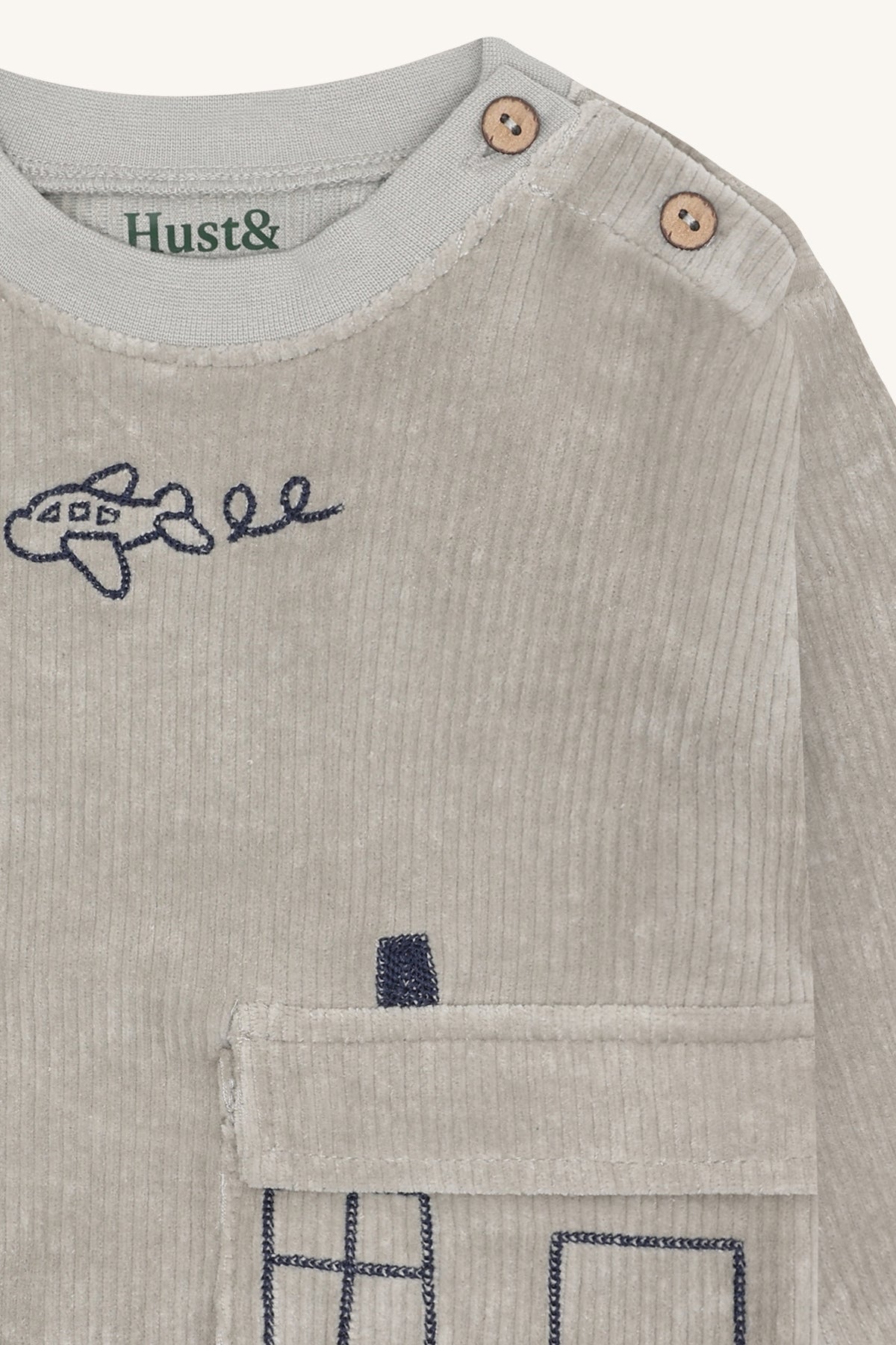 Hust & Claire / HCSofus Ribbed velour Sweatshirt / 4440 Forest Fog