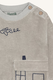 Hust & Claire / HCSofus Ribbed velour Sweatshirt / 4440 Forest Fog