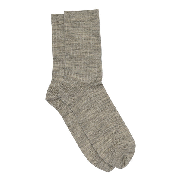 mp Denmark / Wool rib socks / Light Brown Melange