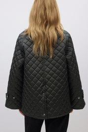 Gina Tricot / Corduroy collar quilted jacket / Dark green