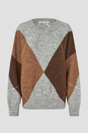 SECOND FEMALE / Forca Knit V-Neck / Light Grey Melange