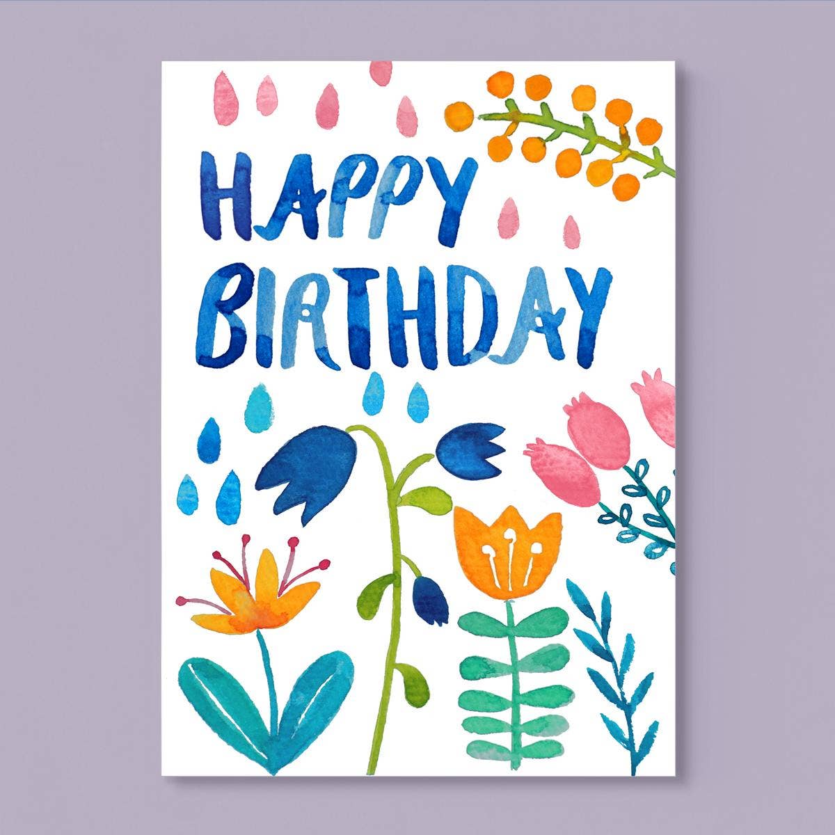 Frau Ottilie - Postkarte *Happy Birthday* mit Blumen