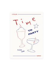 Postkarte 'Time to Party' (Risographie) | Einladung
