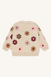 Hust & Claire / HCPusle Flower Cardigan / 4548 Old Beige Melange
