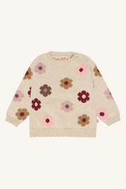 Hust & Claire / HCPusle Flower Cardigan / 4548 Old Beige Melange