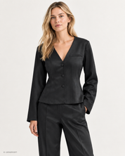 Gina Tricot / Glow shaped satin blazer / Black (9000)
