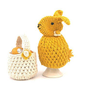 Eierwärmer Hase gelb - Ostern - Häkeln Bio-Baumwolle