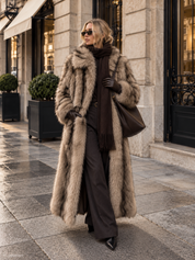 Gina Tricot / Faux fur long coat / Beige/brown