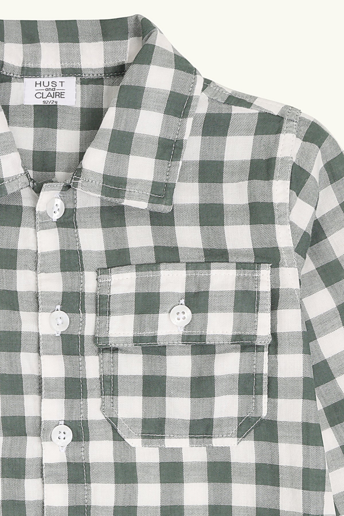 Hust & Claire / HCRavn Muslin Check Shirts / 3484 Balsam Green