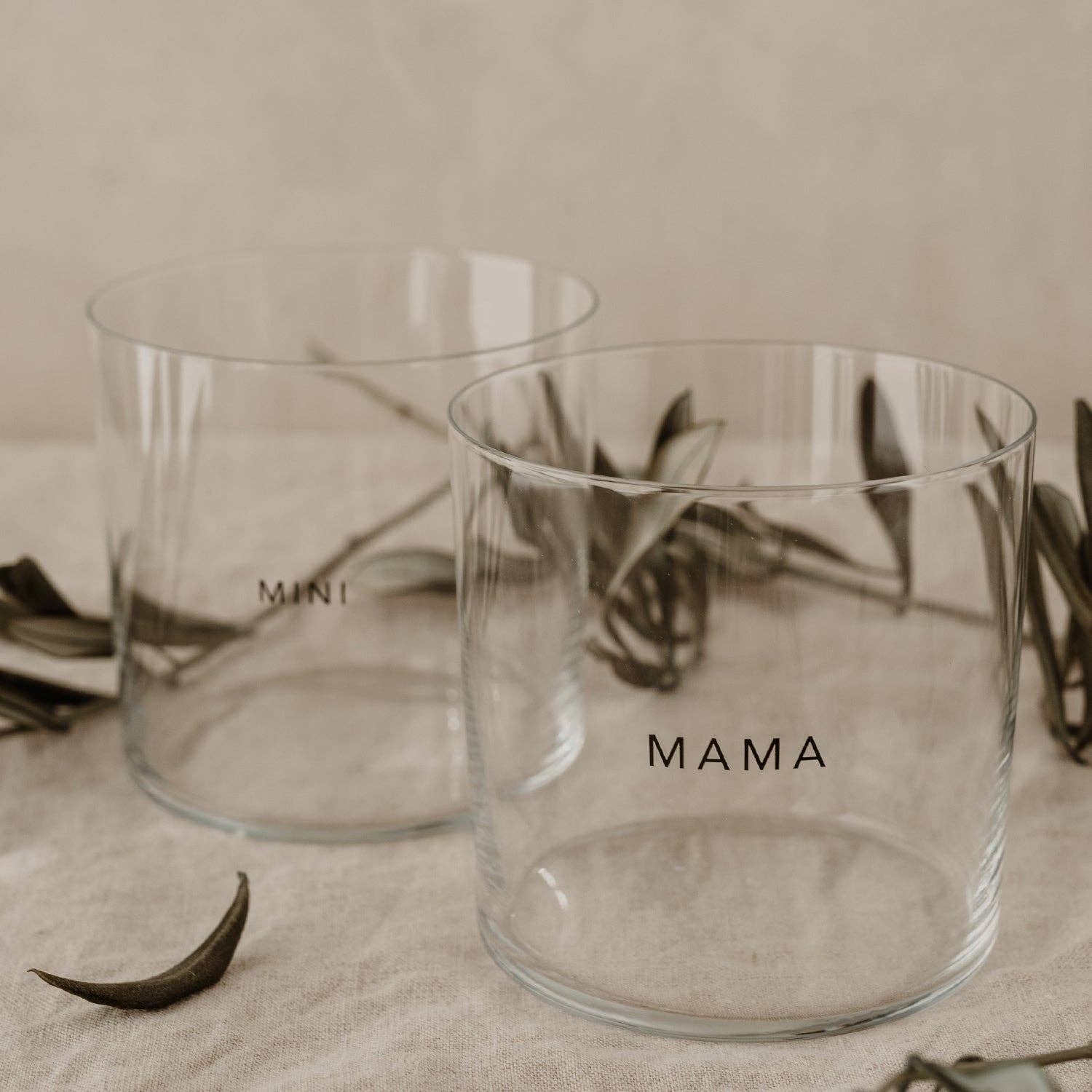 Eulenschnitt - Trinkglas im 2er Set Mama & Mini