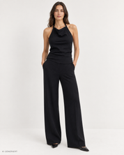 Gina Tricot / Jersey tailored trousers / Black pinstripe