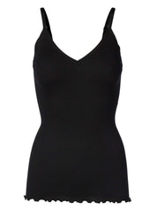 Rosemunde / Silk Strap Top W/ Elastic Band / Black