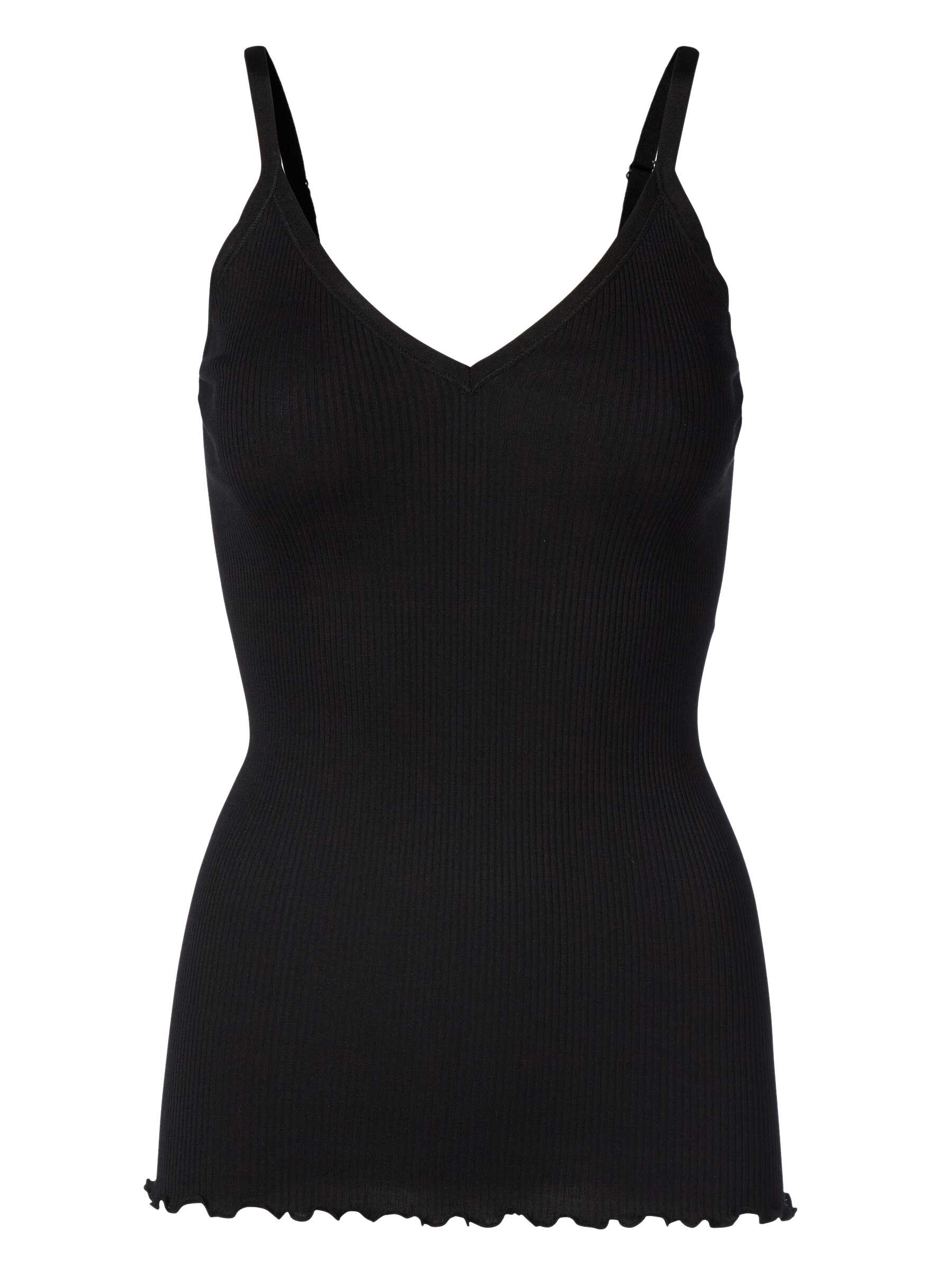 Rosemunde / Silk Strap Top W/ Elastic Band / Black