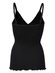 Rosemunde / Silk Strap Top W/ Elastic Band / Black