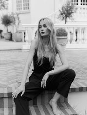 Rosemunde / Silk Strap Top W/ Elastic Band / Black