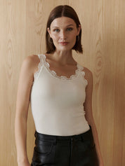 Rosemunde / RWBabette Silk SL U-neck Lace Top / ivory