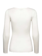 Rosemunde / RWBabette Silk LS U-neck Lace T-shirt / ivory