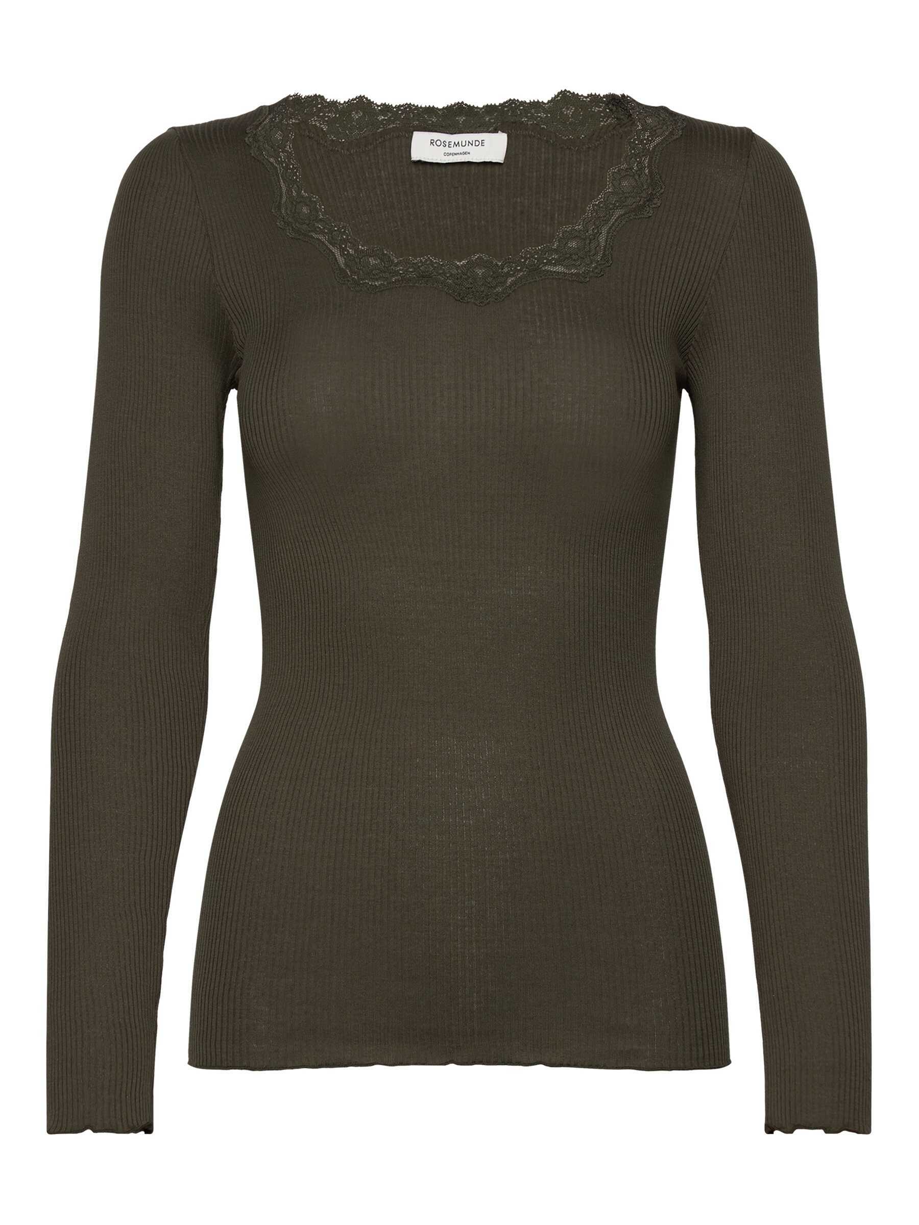 Rosemunde / RWBabette Silk LS U-neck Lace T-shirt / forrest night