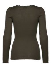 Rosemunde / RWBabette Silk LS U-neck Lace T-shirt / forrest night