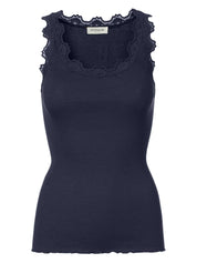 Rosemunde / RWBabette Silk SL U-neck Lace Top / navy