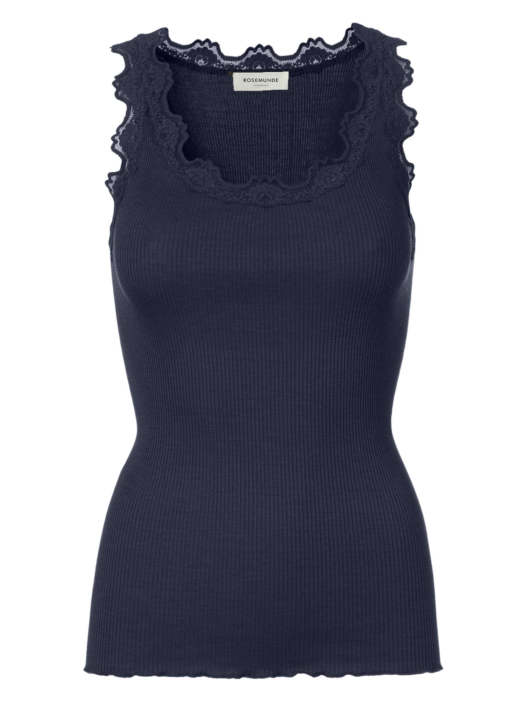 Rosemunde / RWBabette Silk SL U-neck Lace Top / navy