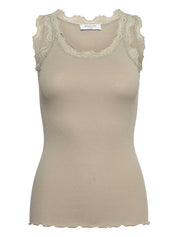 Rosemunde / RWBabette Silk SL U-neck Lace Top / abbey stone