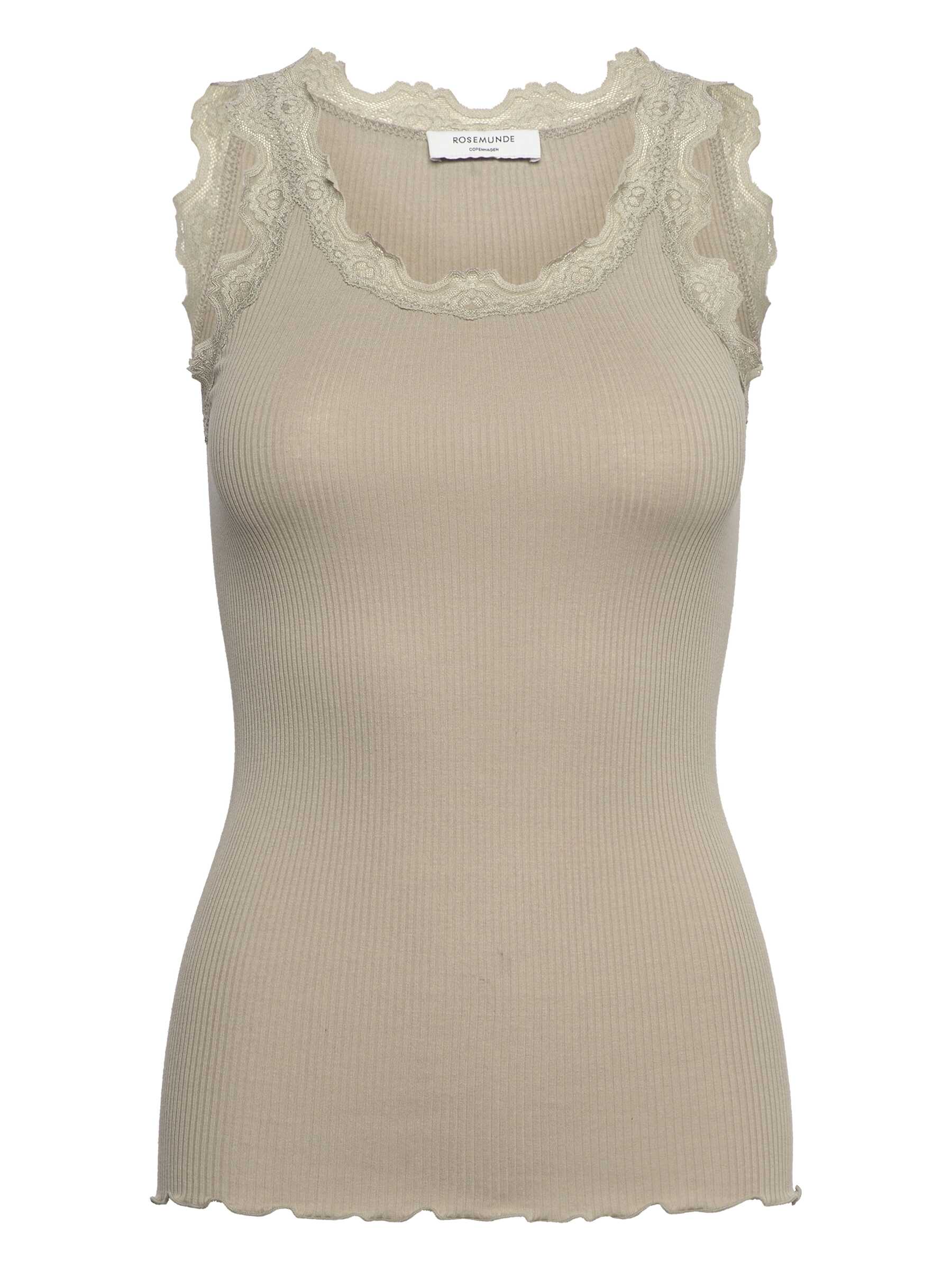 Rosemunde / RWBabette Silk SL U-neck Lace Top / abbey stone