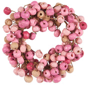 Ib Laursen / Kerzenkranz f/2,2 cm Kerze rosa Holzperlen handgefertigt innen Ø:3 cm