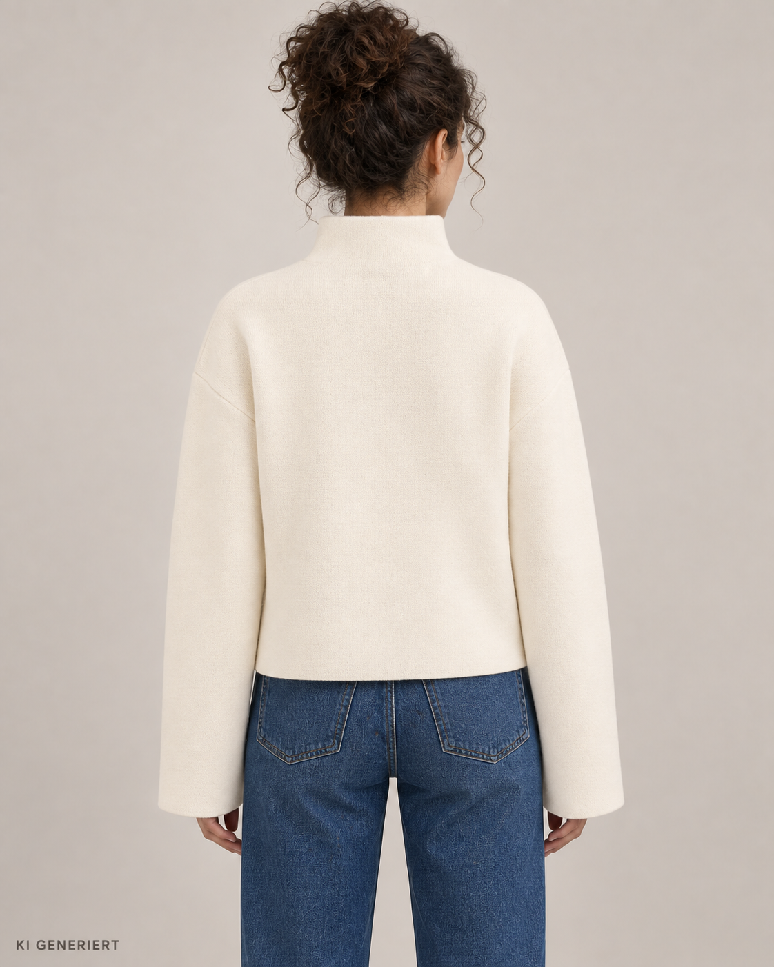 Gina Tricot / Funnel neck knitted sweater / Gardenia (1496)