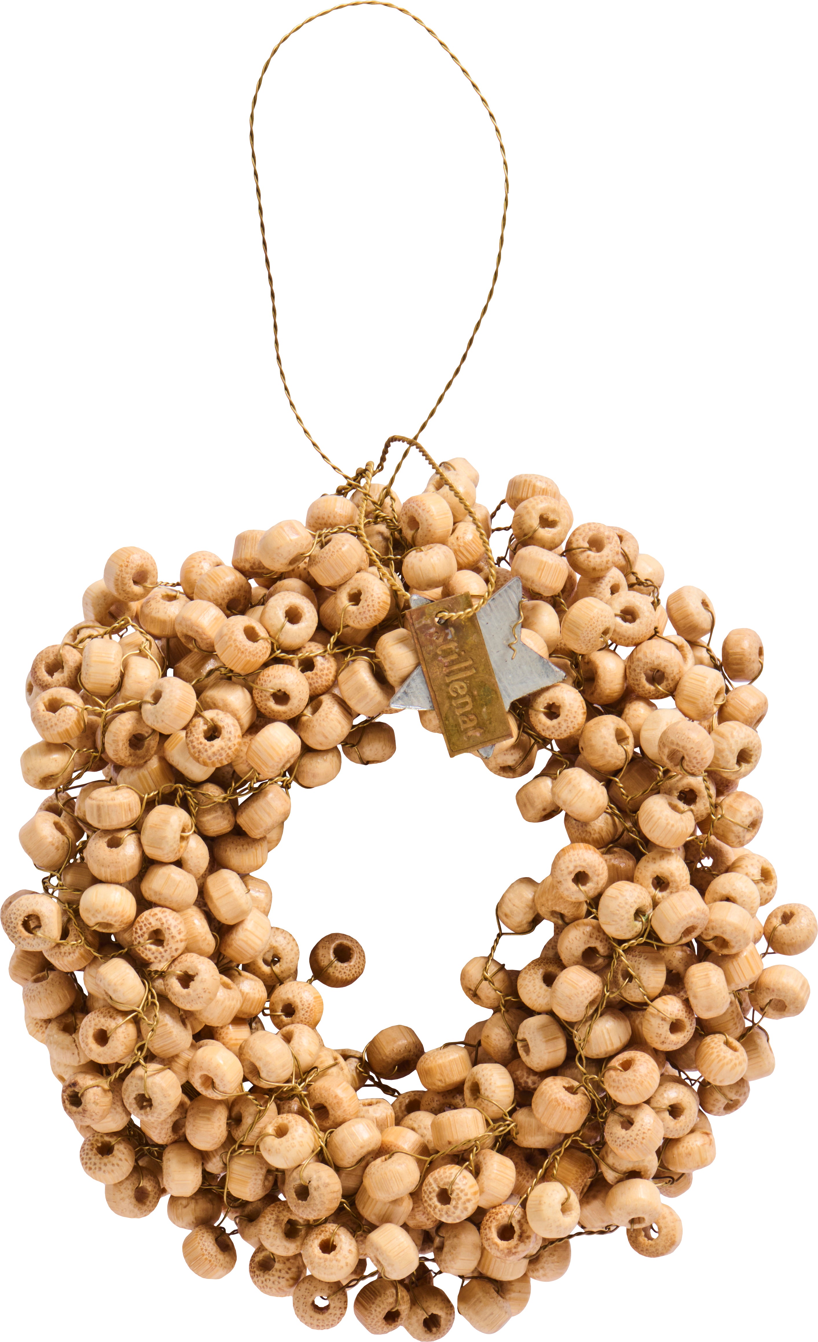 Ib Laursen / Kranz m/Holzperlen Stillenat handgefertigt innen Ø:4 cm / beige