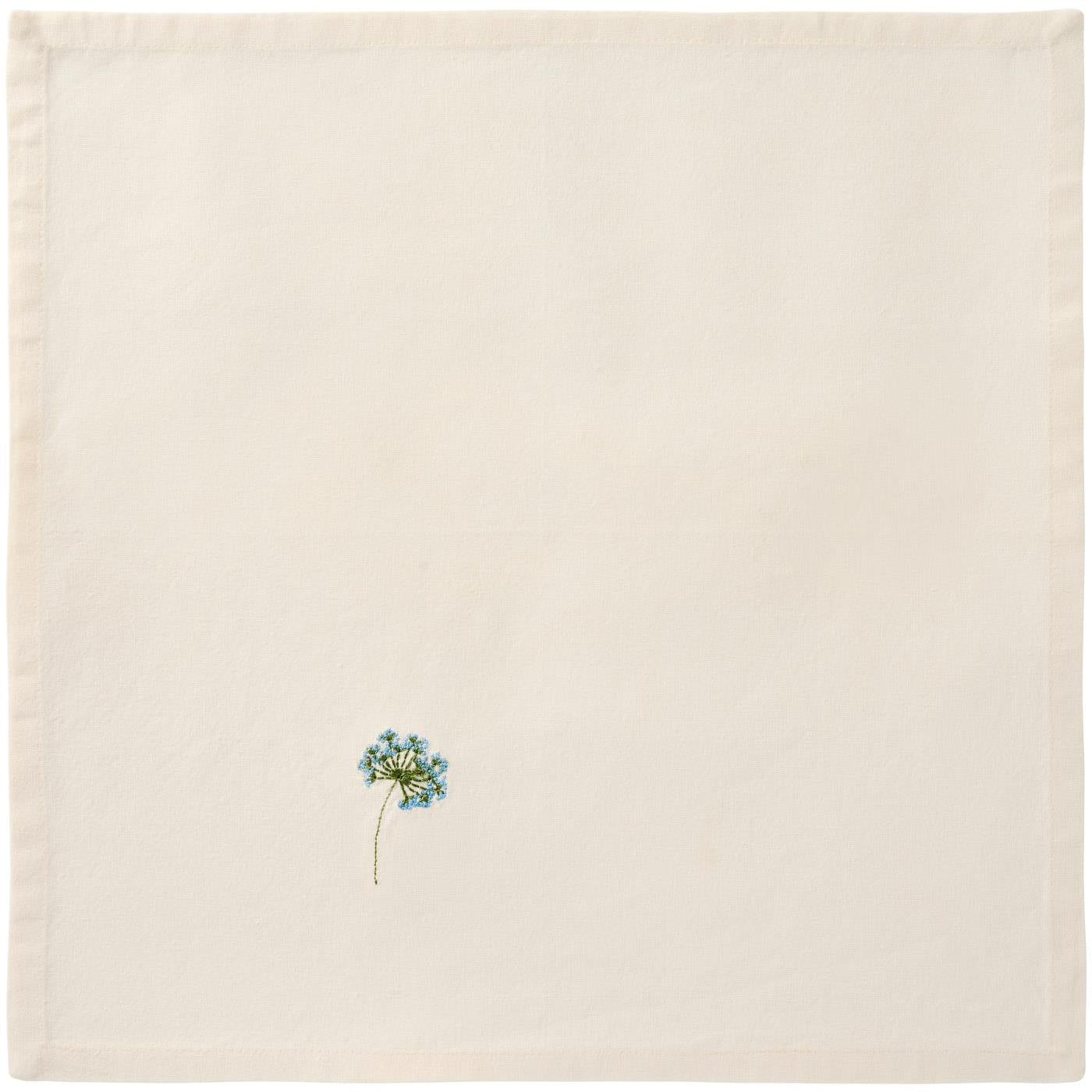 Ib Laursen / Stoffserviette Flora m/blauer Doldenblume butter cream